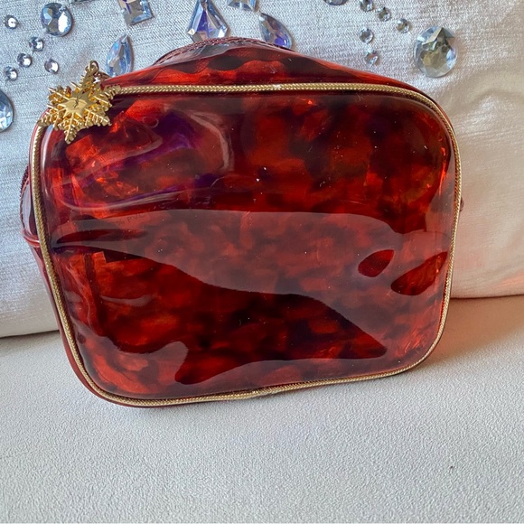 Auth YSL Vinyl Tortoise Cosmetic Bag w/ Charm - Picture 1 of 5